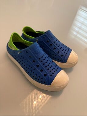 Skechers Kids Blue Slip-On Perforated Sneakers with Lime Accents